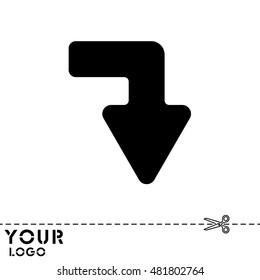 Web line icon. Arrow right - down