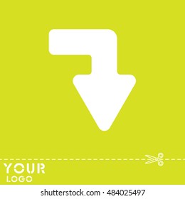 Web line icon. Arrow right - down