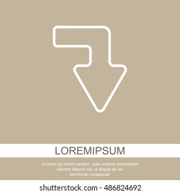 Web line icon. Arrow right - down