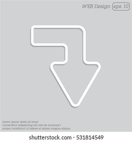 Web line icon. Arrow right - down