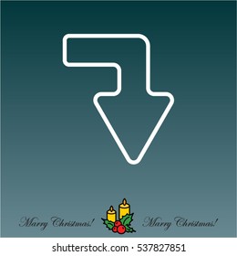 Web line icon. Arrow right - down