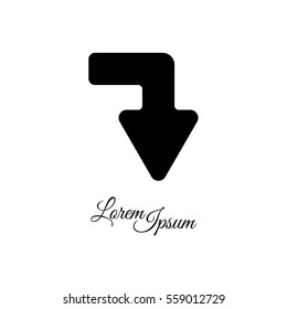 Web line icon. Arrow right - down