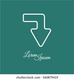Web line icon. Arrow right - down