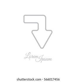 Web line icon. Arrow right - down