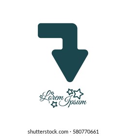 Web line icon. Arrow right - down