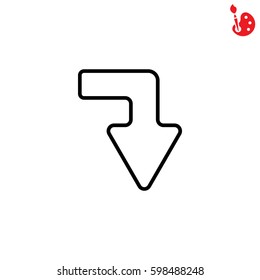 Web line icon. Arrow right - down