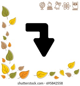 Web line icon. Arrow right - down