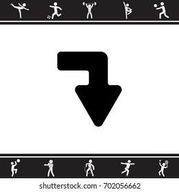 Web line icon. Arrow right - down