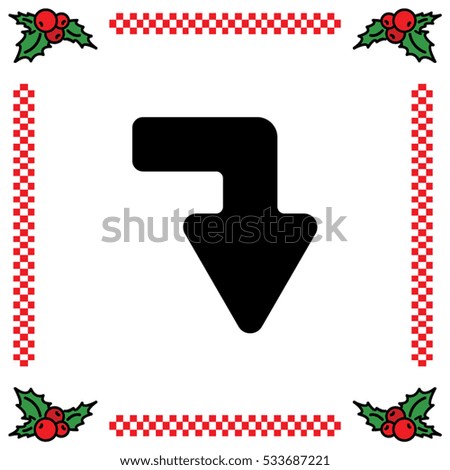 Web line icon. Arrow right - down
