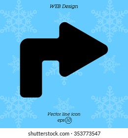 Web line icon. Arrow turning right