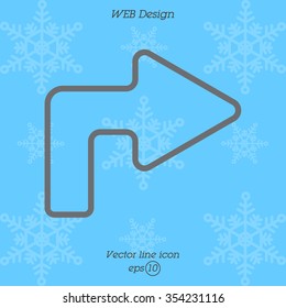 Web line icon. Arrow turning right