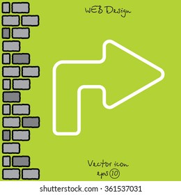 Web line icon. Arrow turning right