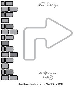 Web line icon. Arrow turning right