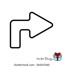 Web line icon. Arrow turning right