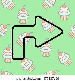 Web line icon. Arrow turning right