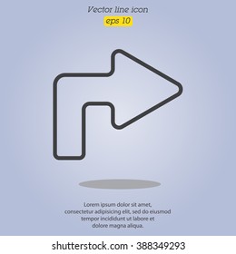 Web line icon. Arrow turning right