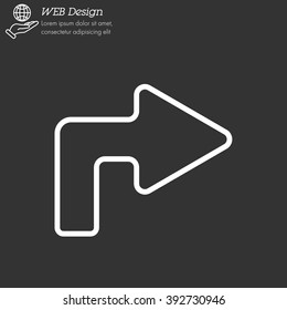 Web line icon. Arrow turning right