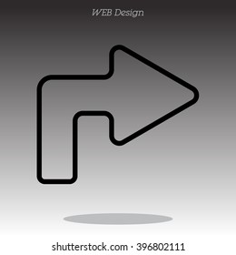 Web line icon. Arrow turning right