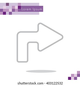 Web line icon. Arrow turning right