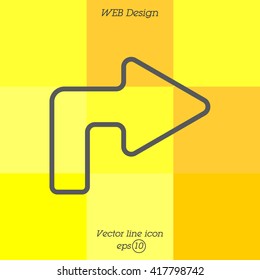 Web line icon. Arrow turning right