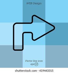 Web line icon. Arrow turning right