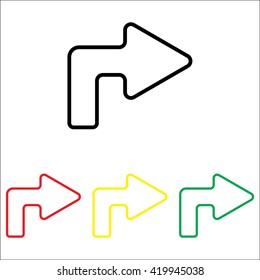 Web line icon. Arrow turning right