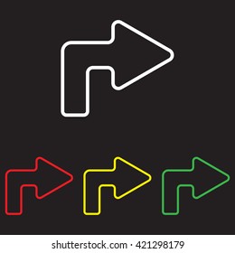 Web line icon. Arrow turning right