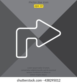 Web line icon. Arrow turning right