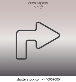 Web line icon. Arrow turning right