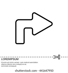 Web line icon. Arrow turning right