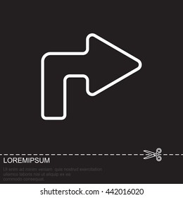 Web line icon. Arrow turning right
