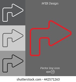 Web line icon. Arrow turning right