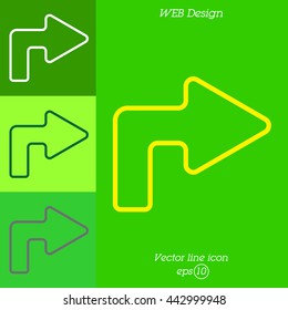 Web line icon. Arrow turning right