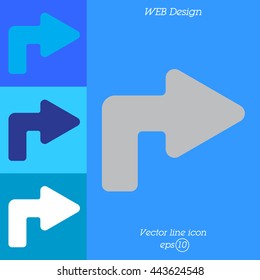 Web line icon. Arrow turning right