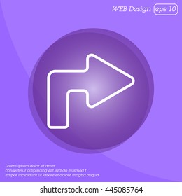 Web line icon. Arrow turning right