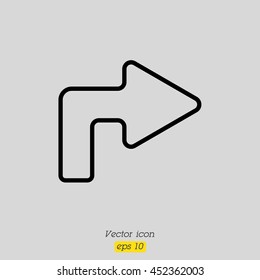 Web line icon. Arrow turning right