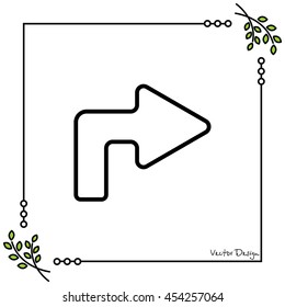 Web line icon. Arrow turning right