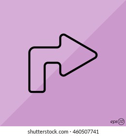 Web line icon. Arrow turning right