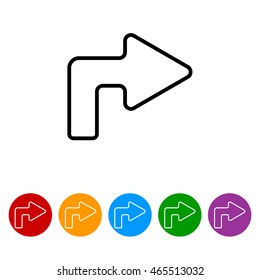 Web line icon. Arrow turning right