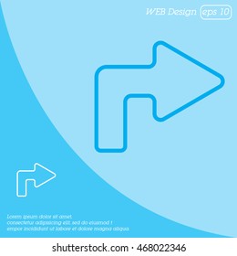 Web line icon. Arrow turning right