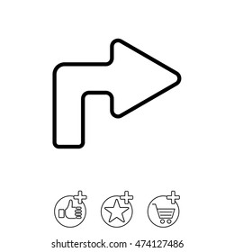 Web line icon. Arrow turning right