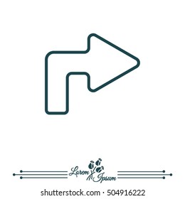 Web line icon. Arrow turning right