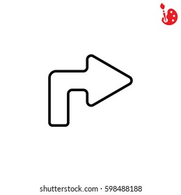 Web line icon. Arrow turning right