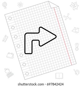 Web line icon. Arrow turning right