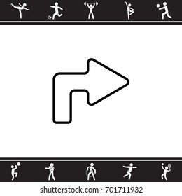 Web line icon. Arrow turning right