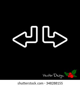 Web line icon. Arrows (down-left and down-right)