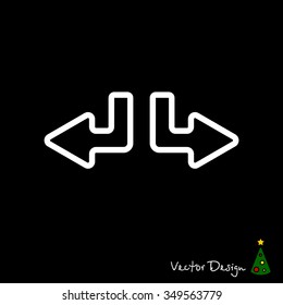 Web line icon. Arrows (down-left and down-right)
