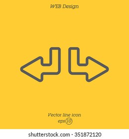 Web line icon. Arrows (down-left and down-right)