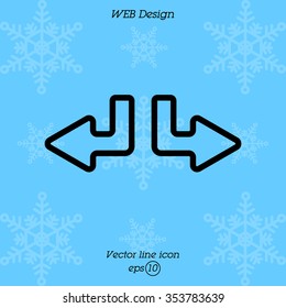 Web line icon. Arrows (down-left and down-right)