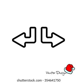 Web line icon. Arrows (down-left and down-right)